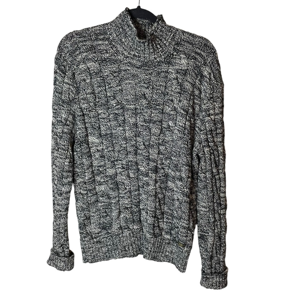 Polo Ralph Lauren Vintage Black White Mock Neck Sweater Button‎ Size Medium
